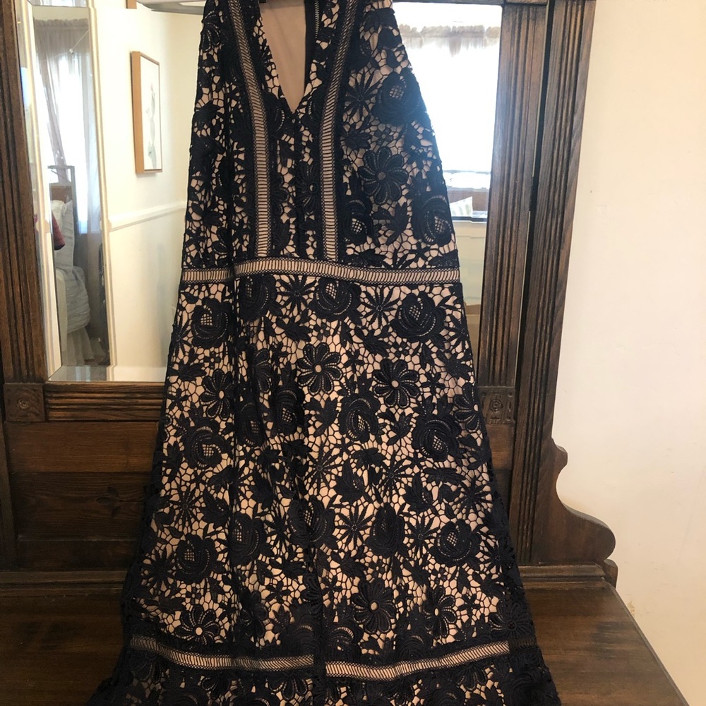 Navy lace dress. Size 6. Classic. INC.